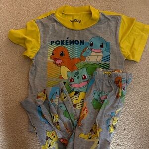 Pokemon Yellow and Gray Tee with Squirtle and Charmander